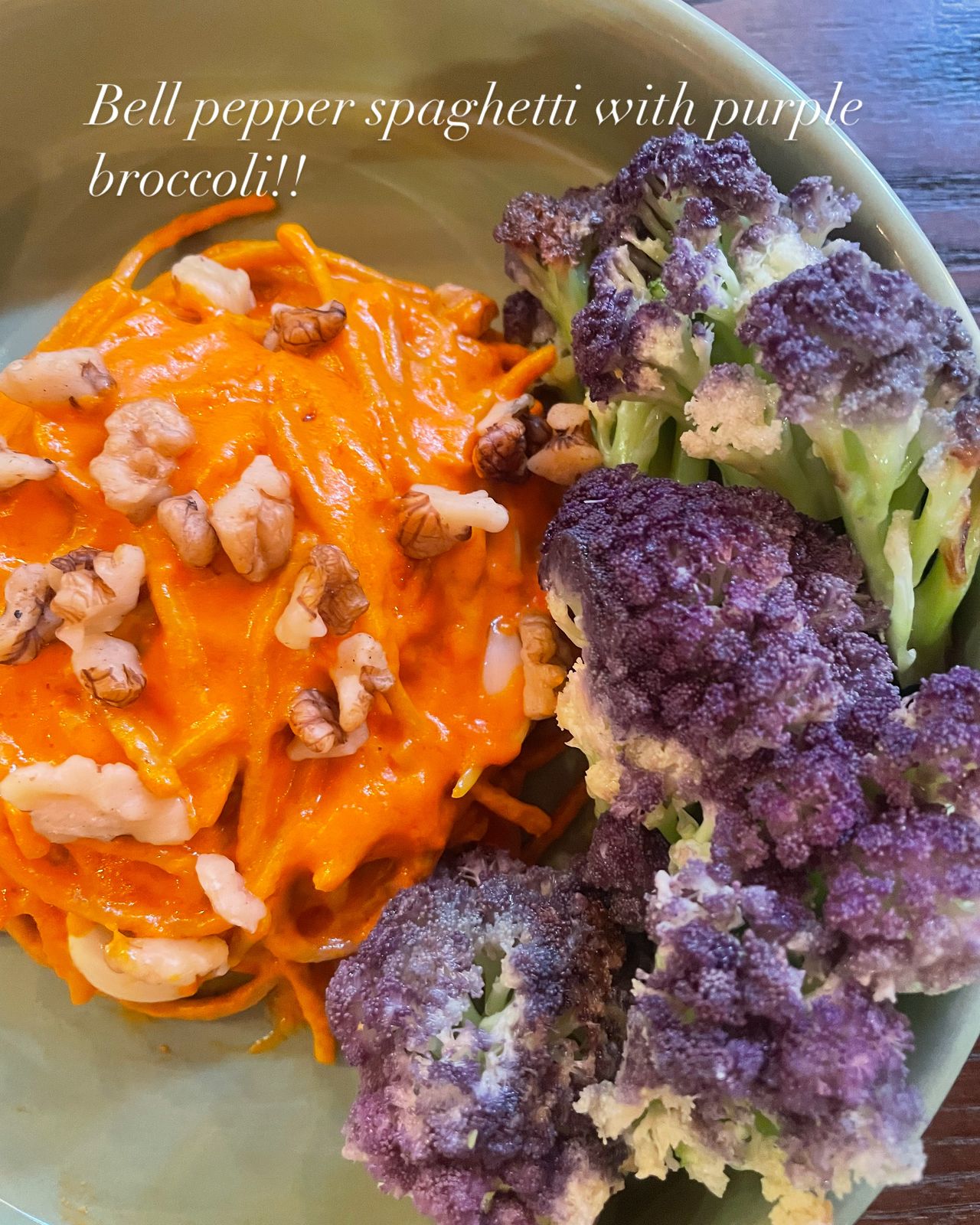 Bell Pepper Speghatti with Purple  Broccoli